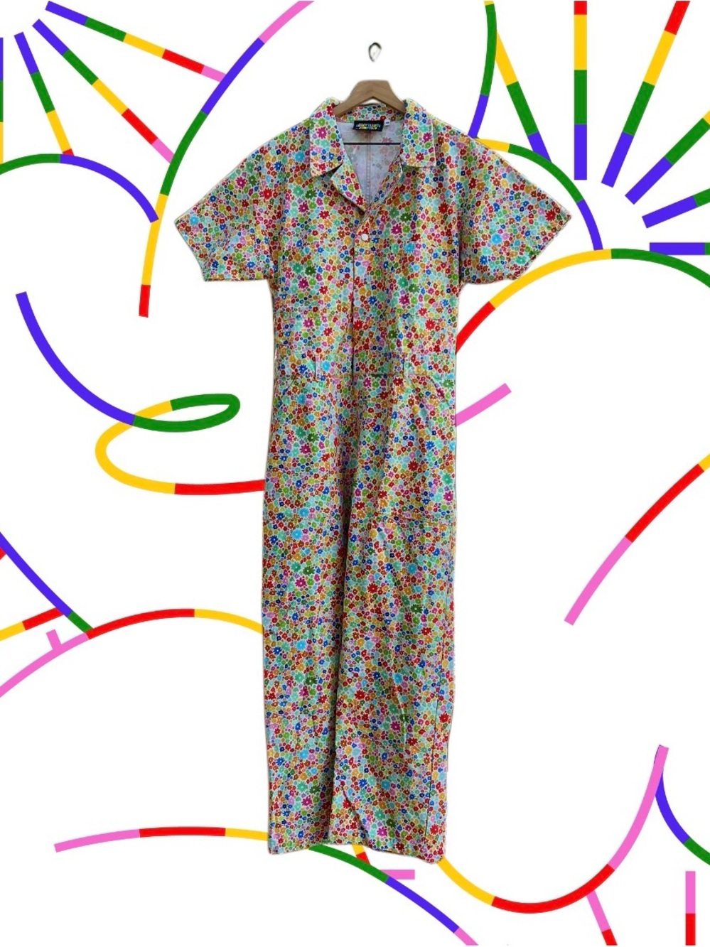 Big Bud Press Rainbow Blossom Short Sleeve Jumpsuit Size 2XL